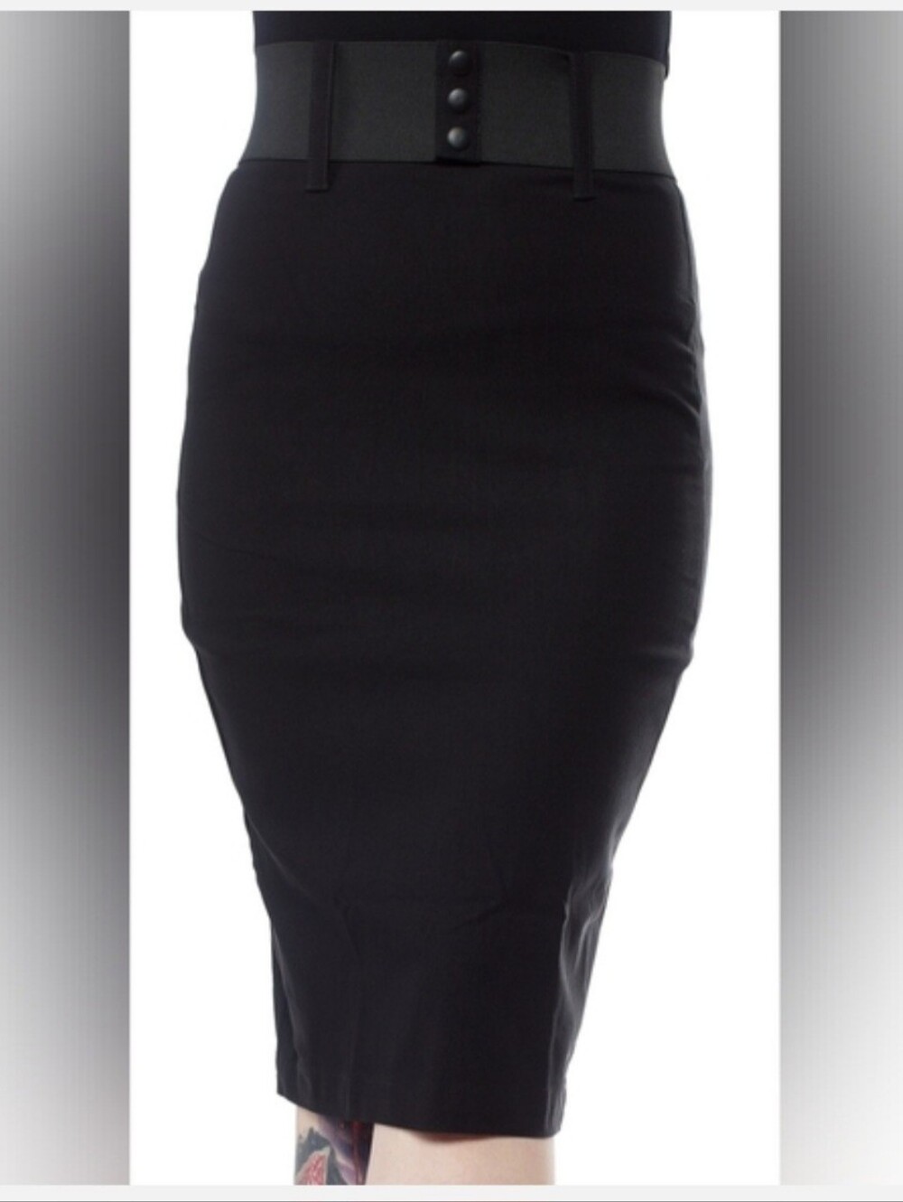 Rock Steady Black High-Waist Pencil Skirt With Belt
